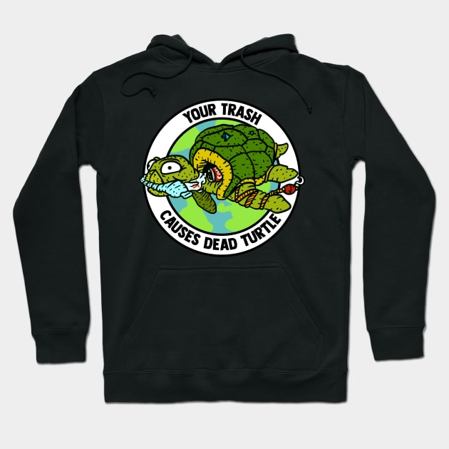 trash turtle, plastic pollution and environmental action icon. Hoodie by JJadx